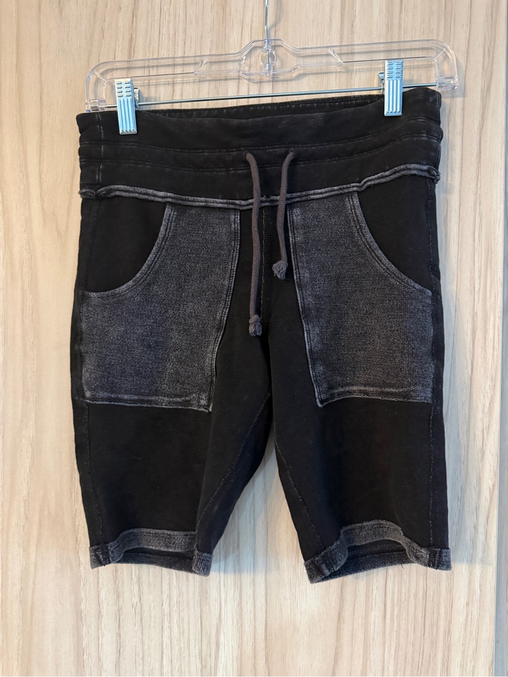 Free People Black Washed Pocket Drawstring Shorts Small